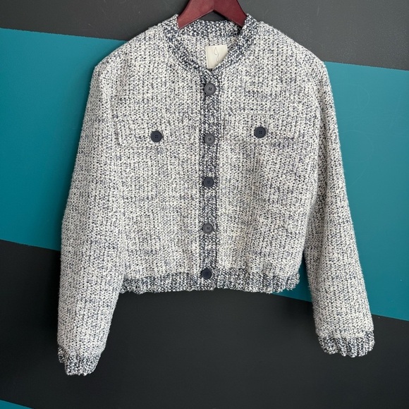 Joie Women's Tweed Bomber Jacket - Black and Gray - Picture 3 of 13